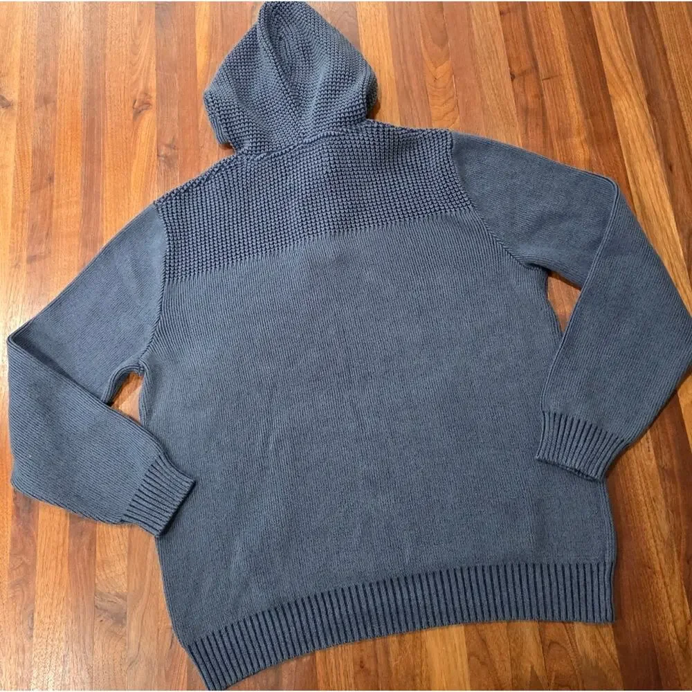 Sun + Stone Men's Hooded Sweater Mixed Knit Front Pocket NWOT Size Large